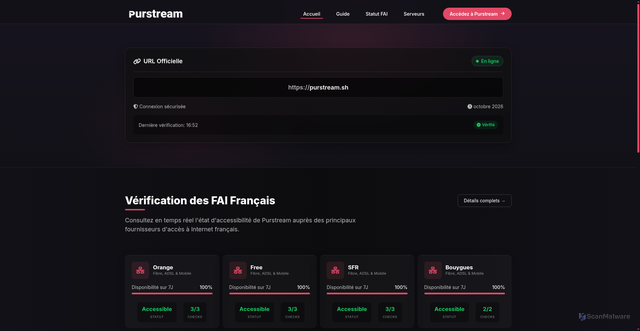 Security scan screenshot of https://purstream.io/