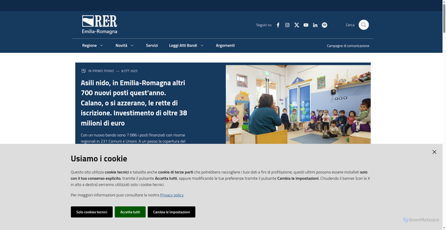 Security scan screenshot of https://www.regione.emilia-romagna.it/
