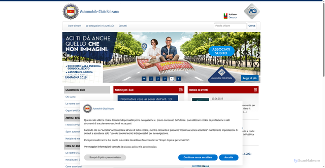 Security scan screenshot of https://bolzano.aci.it/