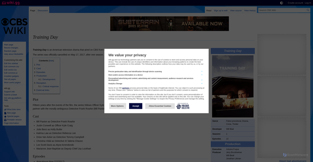 Security scan screenshot of https://cbs.wiki.gg/wiki/Training_Day