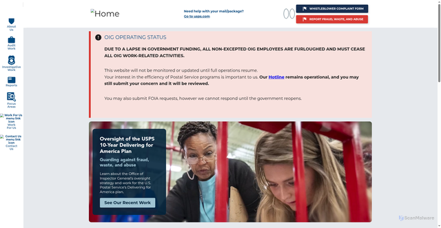 Security scan screenshot of https://www.uspsoig.gov/