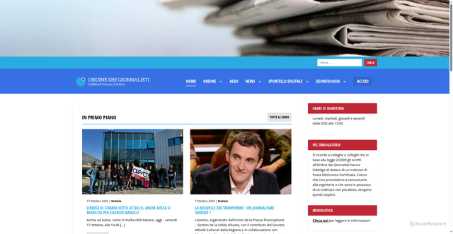 Security scan screenshot of https://www.odg.vda.it/