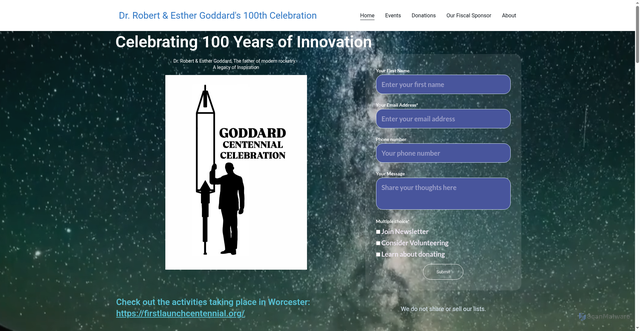 Security scan screenshot of https://goddard100th.org/