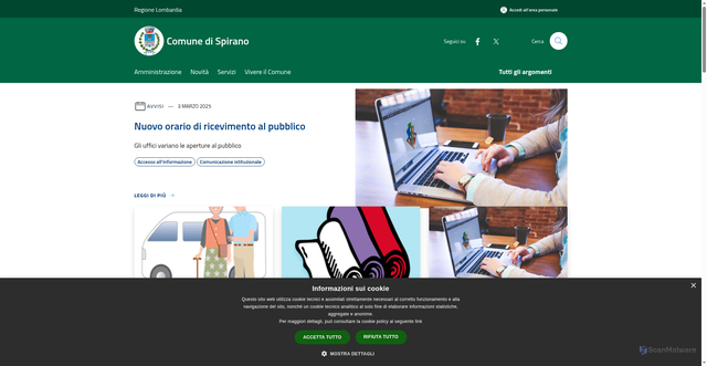 Security scan screenshot of https://www.comune.spirano.bg.it/it