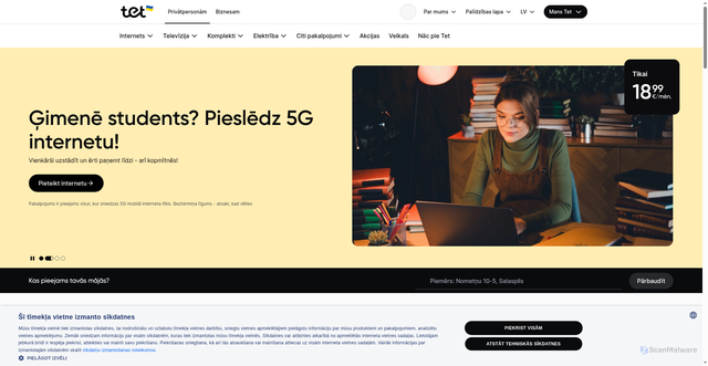 Security scan screenshot of https://www.tet.lv/