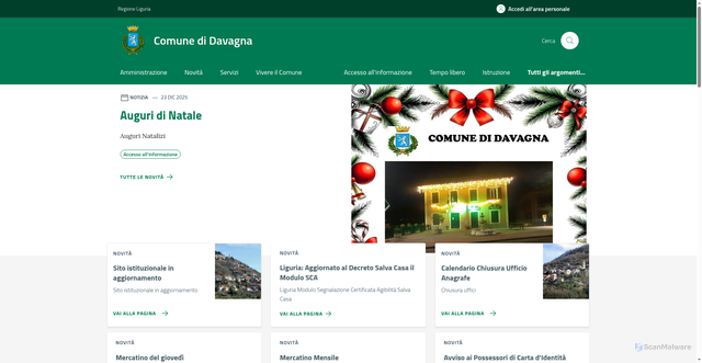 Security scan screenshot of https://comune.davagna.ge.it/