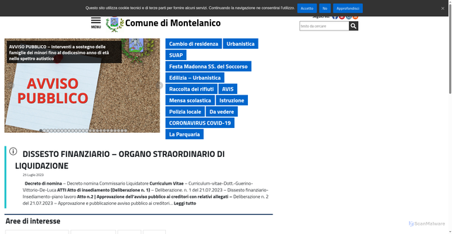 Security scan screenshot of https://www.comune.montelanico.roma.it/