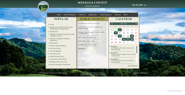 Security scan screenshot of http://wataugacounty.gov/