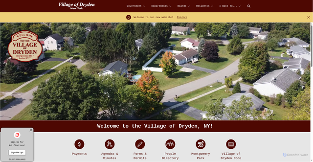 Security scan screenshot of https://drydenvillageny.gov/