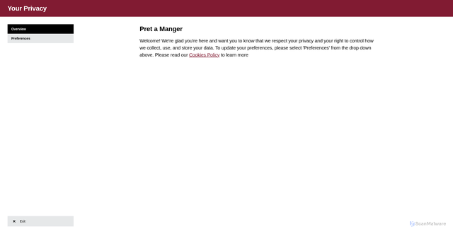 Security scan screenshot of https://pret.co.uk