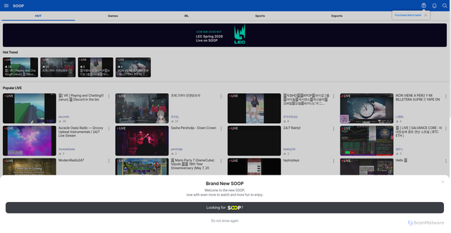 Security scan screenshot of https://m.sooplive.co.kr