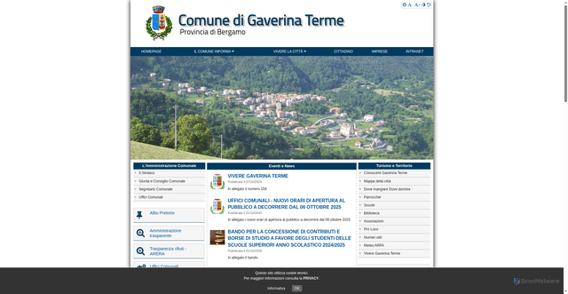 Security scan screenshot of https://www.comune.gaverina-terme.bg.it/hh/index.php