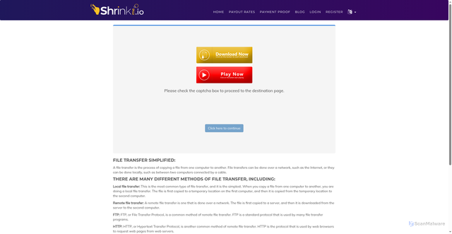 Security scan screenshot of https://shrinkme.click/6hRw9Q