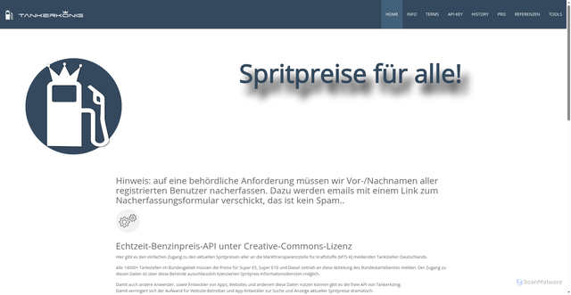 Security scan screenshot of https://creativecommons.tankerkoenig.de