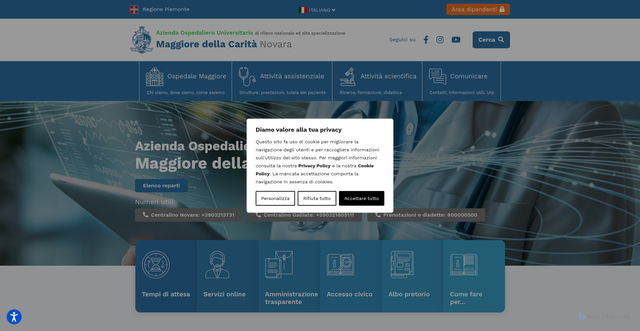 Security scan screenshot of https://www.maggioreosp.novara.it/