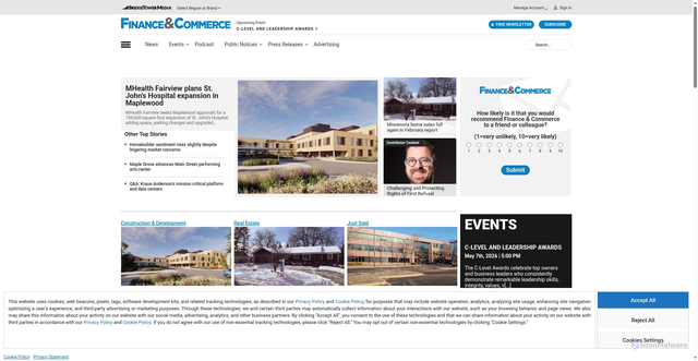 Security scan screenshot of https://news.finance-commerce.com