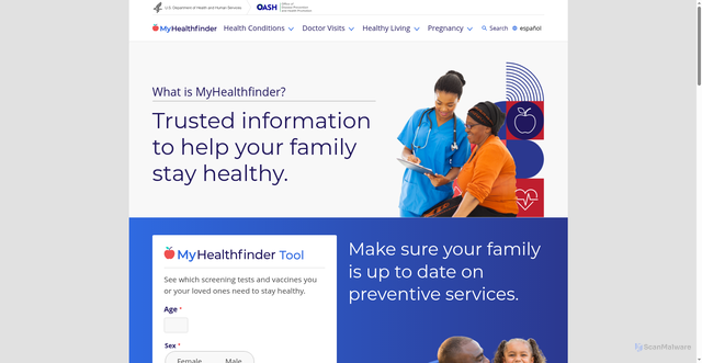 Security scan screenshot of https://odphp.health.gov/myhealthfinder