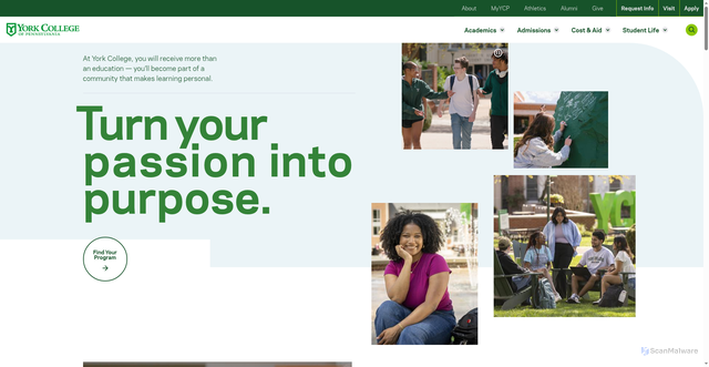 Security scan screenshot of https://www.ycp.edu
