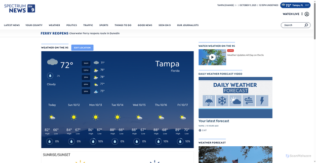 Security scan screenshot of https://baynews9.com/fl/tampa/weather