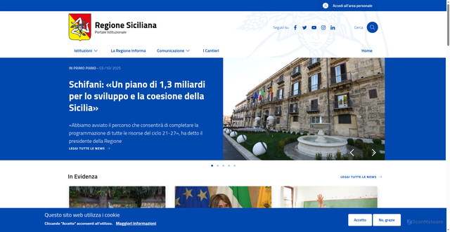 Security scan screenshot of https://www.regione.sicilia.it/