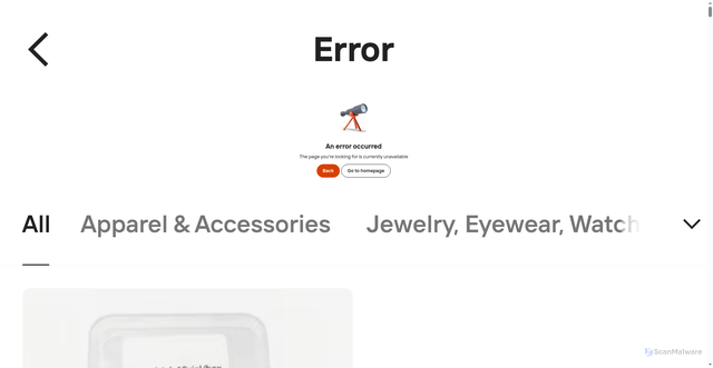 Security scan screenshot of https://error.alibaba.com