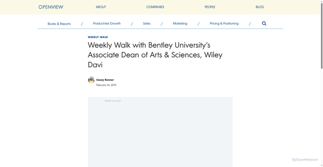 Security scan screenshot of https://openviewpartners.com/blog/weekly-walk-with-bentley-universitys-associate-dean-of-arts-sciences-wiley-davi/