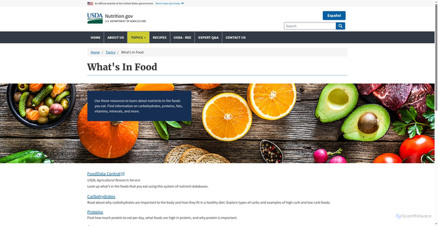 Security scan screenshot of https://www.nutrition.gov/topics/whats-food