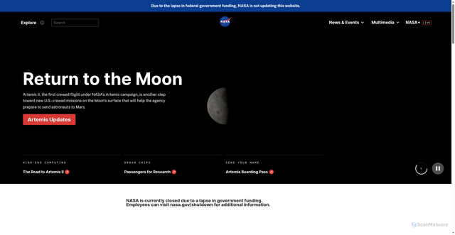 Security scan screenshot of https://www.nasa.gov/