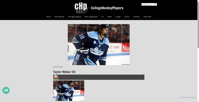 Security scan screenshot of https://collegehockeyplayers.com/players/taylor-makar-18/