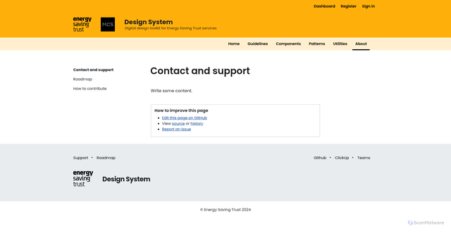 Security scan screenshot of https://design-system-kvm-xlr.pages.dev/about/contact-and-support