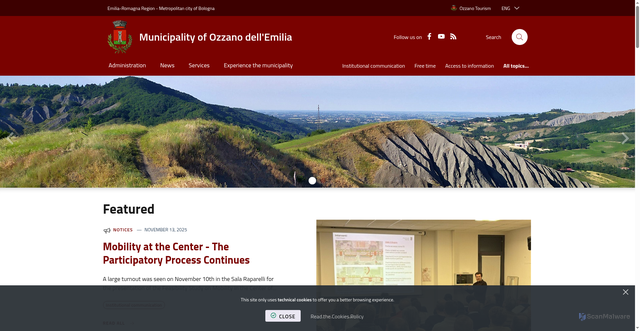 Security scan screenshot of https://www.comune.ozzano.bo.it/it-it/home