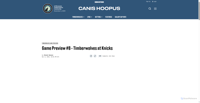 Security scan screenshot of https://www.canishoopus.com/timberwolves-game-previews/62274/game-preview-8-timberwolves-at-knicks