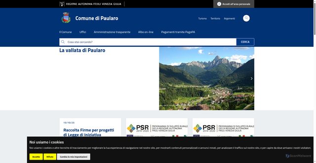 Security scan screenshot of https://www.comune.paularo.ud.it/