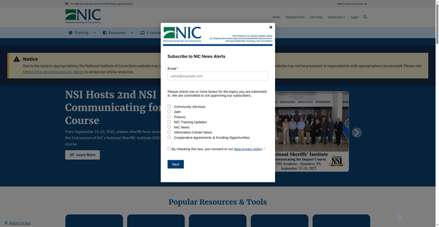 Security scan screenshot of https://nicic.gov/
