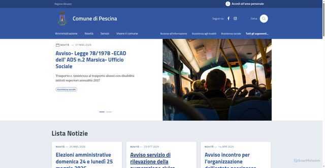 Security scan screenshot of https://www.comune.pescina.aq.it
