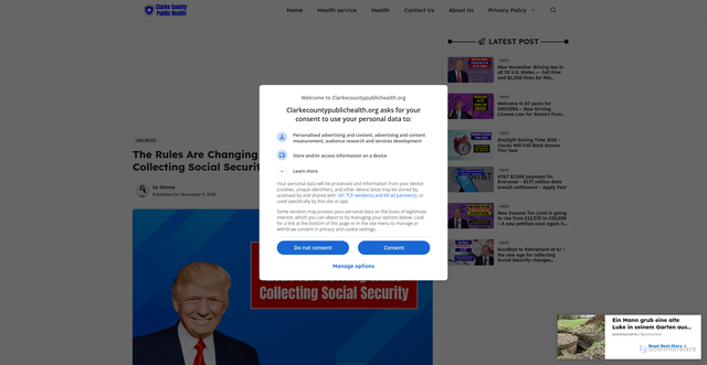 Security scan screenshot of https://clarkecountypublichealth.org/the-rules-are-changing-in-2026-for-working-while-collecting-social-security/