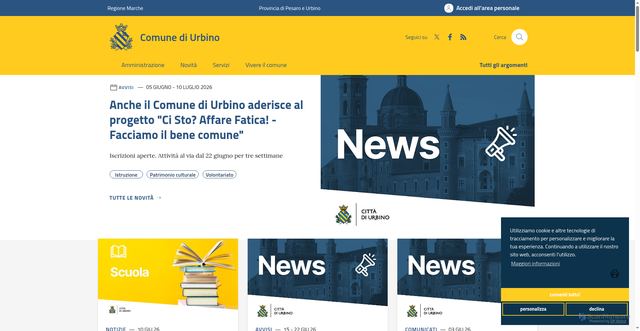 Security scan screenshot of https://www.comune.urbino.pu.it