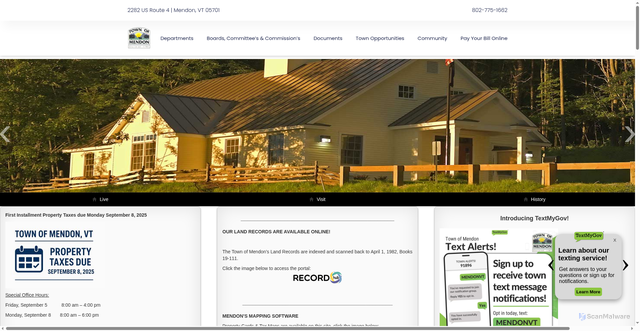 Security scan screenshot of https://www.mendonvt.gov/