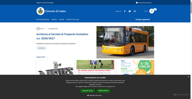 Security scan screenshot of https://www.comune.cadeo.pc.it