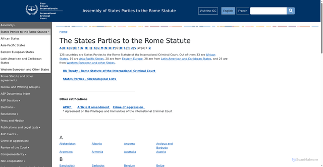 Security scan screenshot of https://asp.icc-cpi.int/states-parties