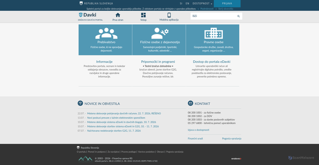 Security scan screenshot of https://edavki.durs.si