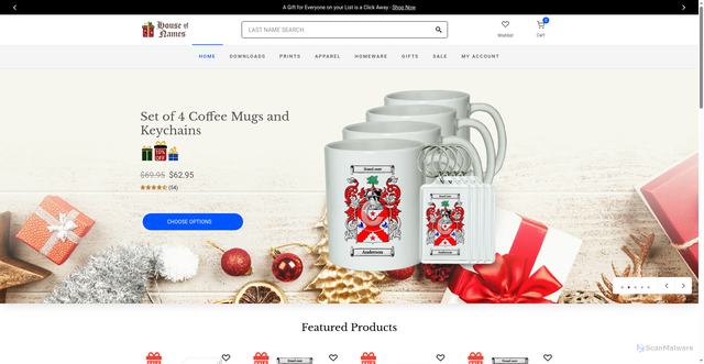 Security scan screenshot of https://www.houseofnames.com