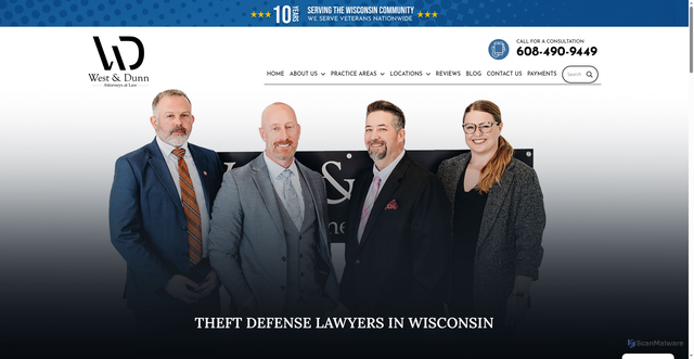 Security scan screenshot of https://www.westdunn.com/criminal-defense/theft-crimes/