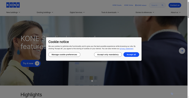 Security scan screenshot of https://kone.ie