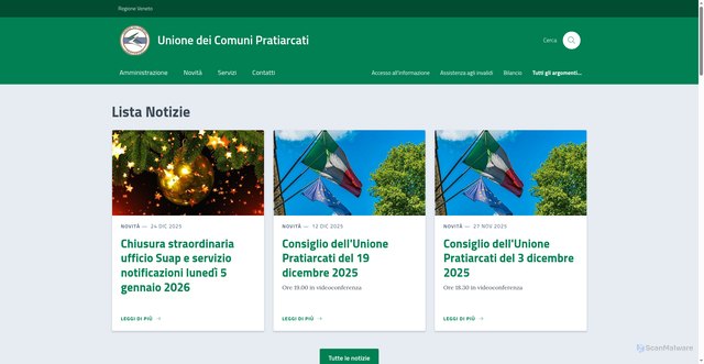 Security scan screenshot of https://unionepratiarcati.it/