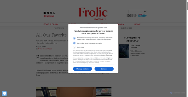 Security scan screenshot of https://www.honolulumagazine.com/our-favorite-pizza-honolulu/