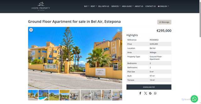 Security scan screenshot of https://ihomeproperty.com/property/?property_type_reference=R5040802&utm_source=inmobalia_crm&utm_medium=email&utm_campaign=R5040802_-_Bel_Air_Clients