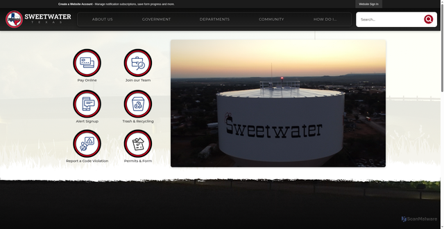 Security scan screenshot of https://www.sweetwatertx.gov/