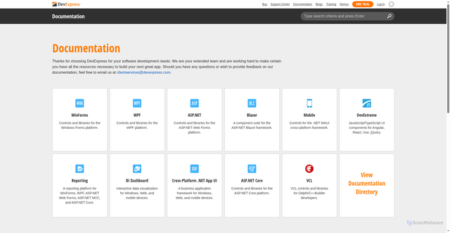 Security scan screenshot of https://docs.devexpress.com