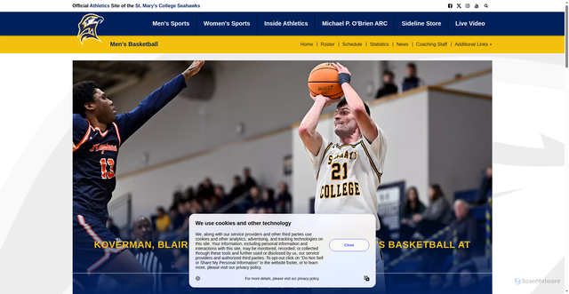 Security scan screenshot of https://smcmathletics.com/sports/mens-basketball